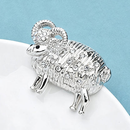 Wuli&baby Lovely Rhinestone Sheep Brooches For Women Unisex 2-color Alloy Year Of Goat Animal Party Office Brooch Pin Gifts