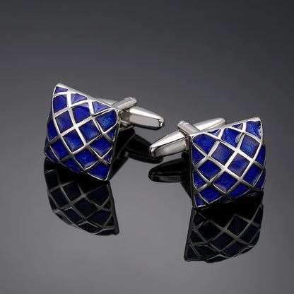 Luxury men's French shirt cufflinks classic square blue and black retro patterns cuff buttons suit accessories jewelry wholesale