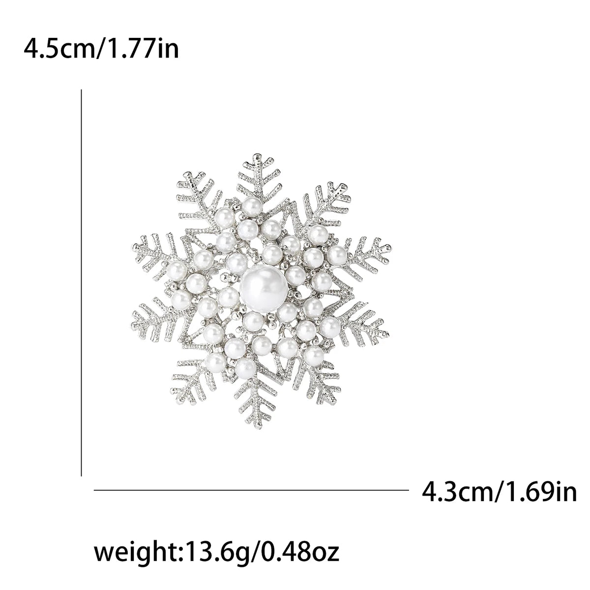 Christmas Rhinestone Snowflake Brooches for Women Unisex Pearl Ice Crystal Pins Office Party Friend Gifts Jewelry Accessories