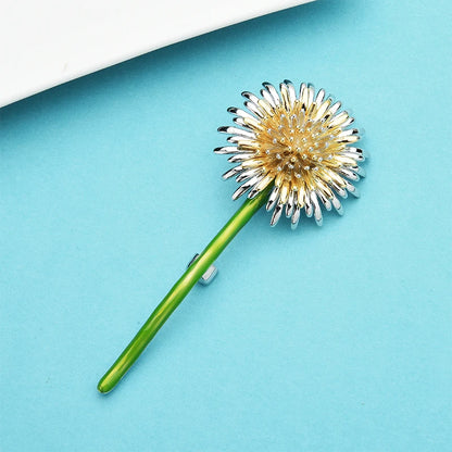 New Green Dandelion Flower Enamel Brooches Women Men's Weddings Plants Brooch Pins Gifts