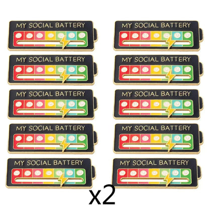My Social Power Battery Brooch Social Power Enamel Badge Transform Mood Energy Brooche Alloy Badge Gift Brooches for Women Pin