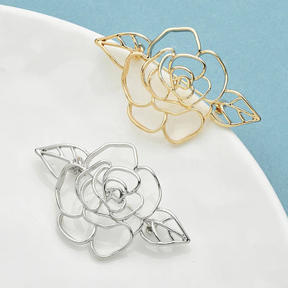 Wuli&baby Lovely Rose-flower Brooches For Women Unisex 2-color Easy-match Plants Flowers Party Casual Brooch Pins Gifts