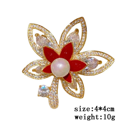 1pc Chic Maple Leaf Brooch with Shiny Rhinestones, Coconut Tree Plant Pin Jewelry Accessories - Great for Personal or Gift Use