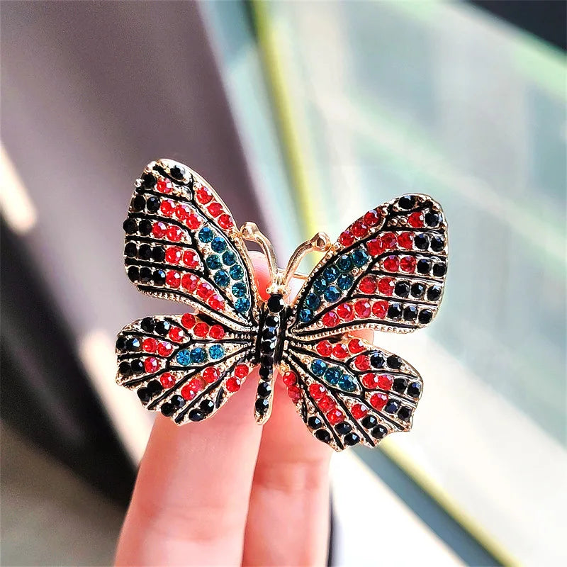 Classic Rhinestone Butterfly Brooches For Women Vintage Beauty Casual Brooch Pins Clothing Accessories Party Wedding Gifts