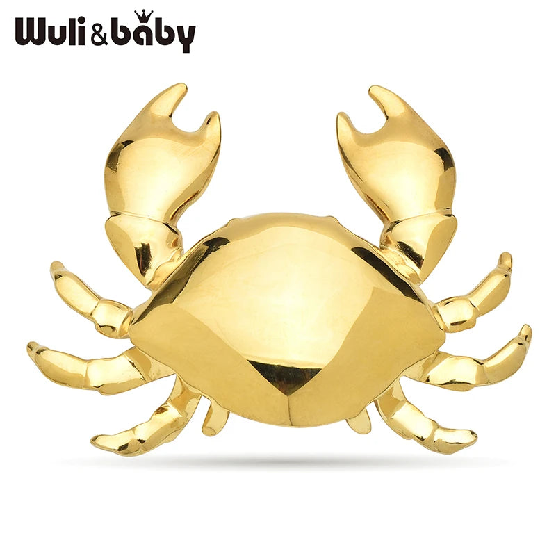 Wuli&baby Stainless Steel Crab Brooches 2-color Lovely Water Animal Casual Party Brooch Pins Gifts