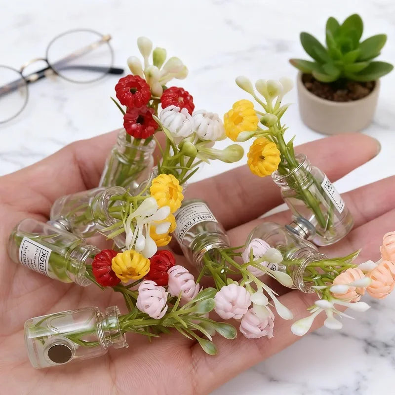 1/30Pcs Cute Mini Fridge Magnet Mini Small Vase frigerator Home 3D Vase Artificial Flower Magnet Kitchen Decoration Accessories