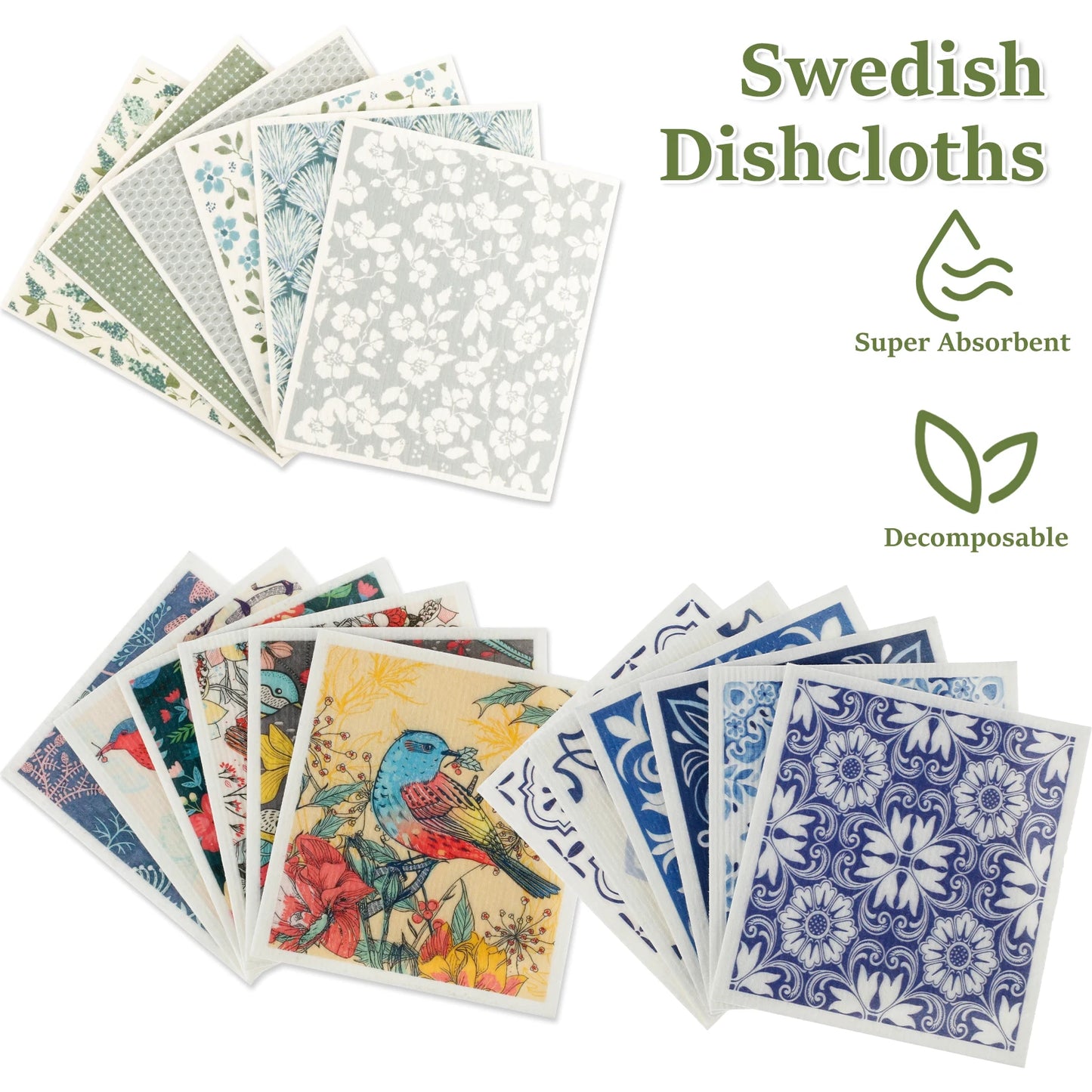6/12Pcs Dishcloths Kitchen Cleaning Cloth Reusable Swedish Dish Towels Bathroom Highly Absorbent Washable Dish Rags Soft