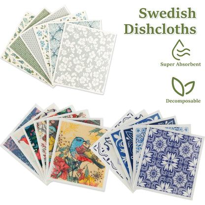 6/12Pcs Dishcloths Kitchen Cleaning Cloth Reusable Swedish Dish Towels Bathroom Highly Absorbent Washable Dish Rags Soft