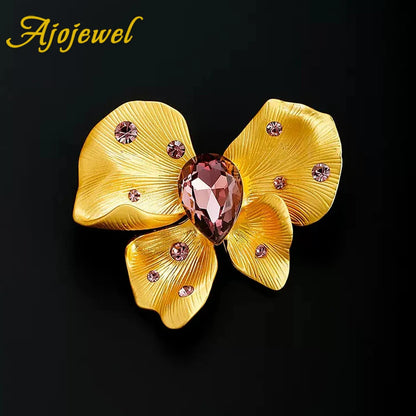 Ajojewel Crystal Rhinetone Bowknot Brooches Pin New Design Costume Jewelry Accessories Gifts