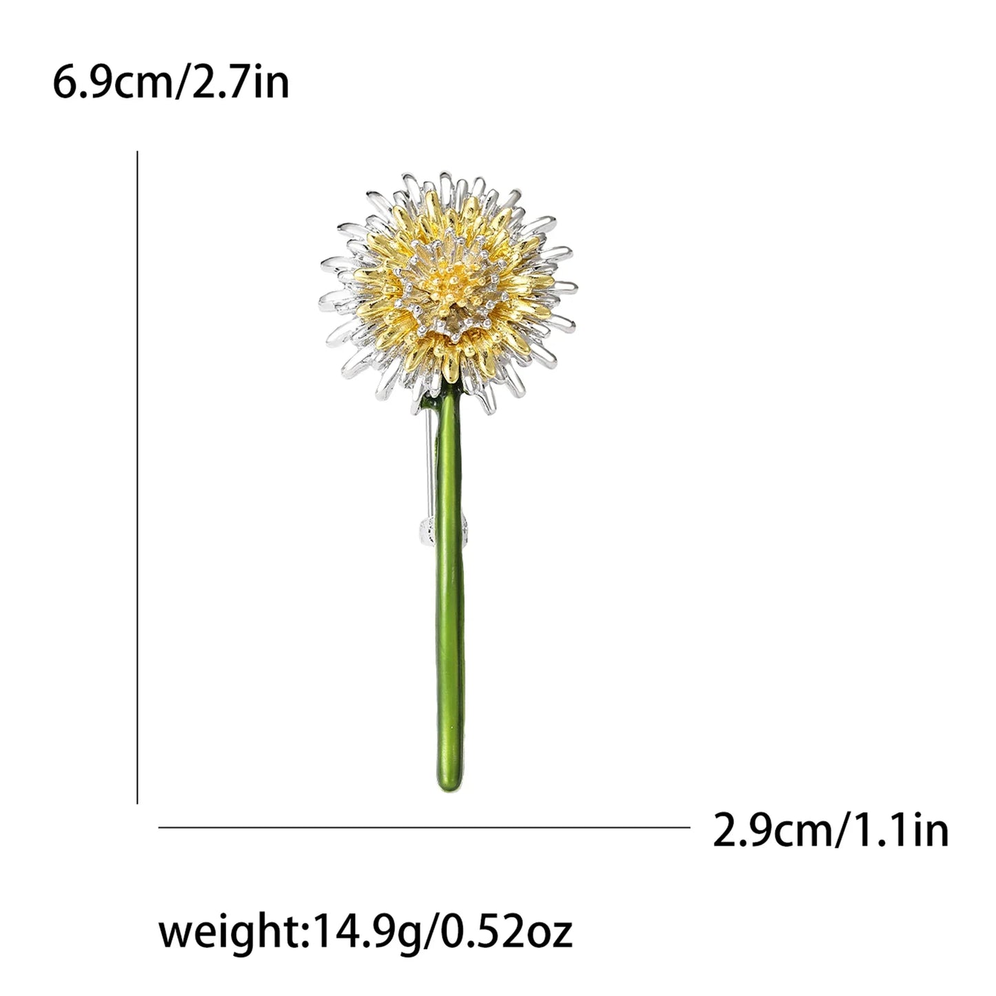 Enamel Chrysanthemum Pin for Women Sunflower Brooches Flower Leaf Pins Banquet Party Backpack Gifts Jewelry Accessories