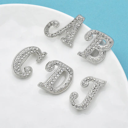 Wuli&baby English Letters Brooches For Women Unisex Rhinestone 10 Letter Easy-match Party Office Brooch Pins Gifts