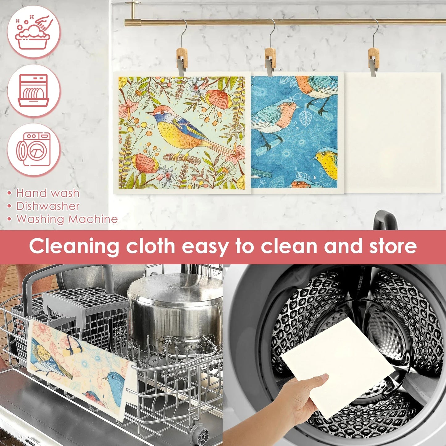 12Pcs Kitchen Dish Towels Nonwoven High Absorbency Swedish Dishcloths Thickened Cleaning Cloth for Home Washing Dishes Cleaning