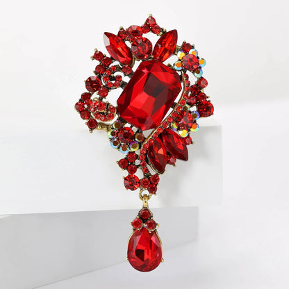 Crystal Glass Pendant Brooches for Women Unisex Rhinestone Flower Pins Banquet Party Backpack Gifts Jewelry Accessories