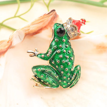 Baroque Luxury Beautiful Frog Prince Design Brooch for Men and Women, Jewelry Accessories, Wedding Holiday Party Gift