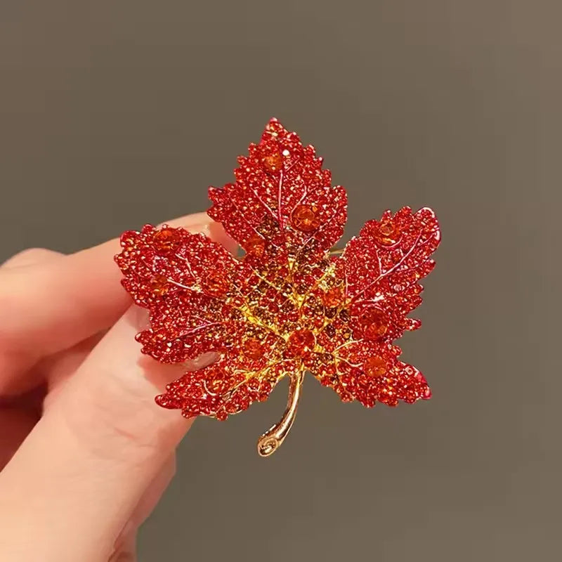 1pc Chic Maple Leaf Brooch with Shiny Rhinestones, Coconut Tree Plant Pin Jewelry Accessories - Great for Personal or Gift Use