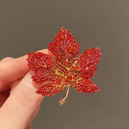 1pc Chic Maple Leaf Brooch with Shiny Rhinestones, Coconut Tree Plant Pin Jewelry Accessories - Great for Personal or Gift Use