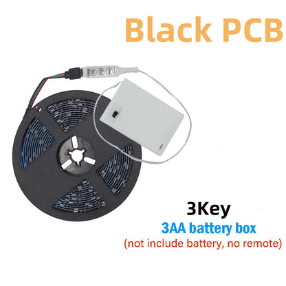 3AA Battery Power RGB Led Strip Light 5V 5050 with 3/17/24Key Remote Control Flexible Tape Waterproof Led Light TV Backlight