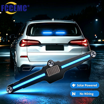 Solar Powered Car LED Warning Light Suction Cup Mount No Wiring Auto Rear Windshield Strobe Flash Safety Decorative Ambient Lamp