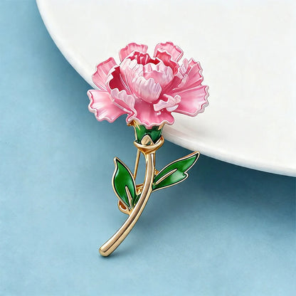 Wuli&baby January Birthday Flower Brooches Pins For Women Lady Enamel Carnation Plants Party Office Brooch Pin Mother's Day Gift