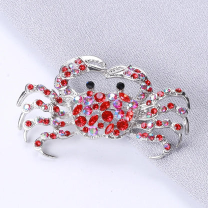 Enamel Rhinestone Crab Brooches For Women Unisex Animal Pins Multi-color Available Casual Party Accessories Gifts