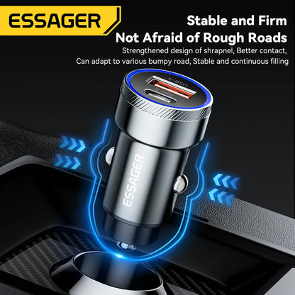 Essager 54W USB Car Charger 5A Fast Charge 3.0 QC  SCP AFC 30W USB Type C Quick Charging For Xiaomi poco iPhone Huawei Samsung