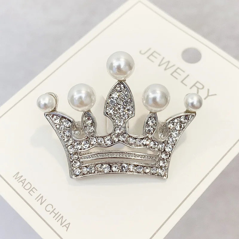 Fashion Crown Brooch For Women Vintage Zircon Crystal Luxurious Jewelry Girl Princess Gift