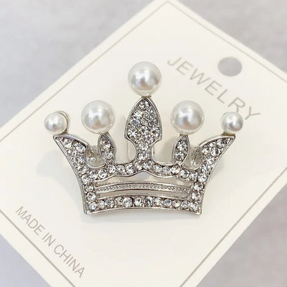 Fashion Crown Brooch For Women Vintage Zircon Crystal Luxurious Jewelry Girl Princess Gift
