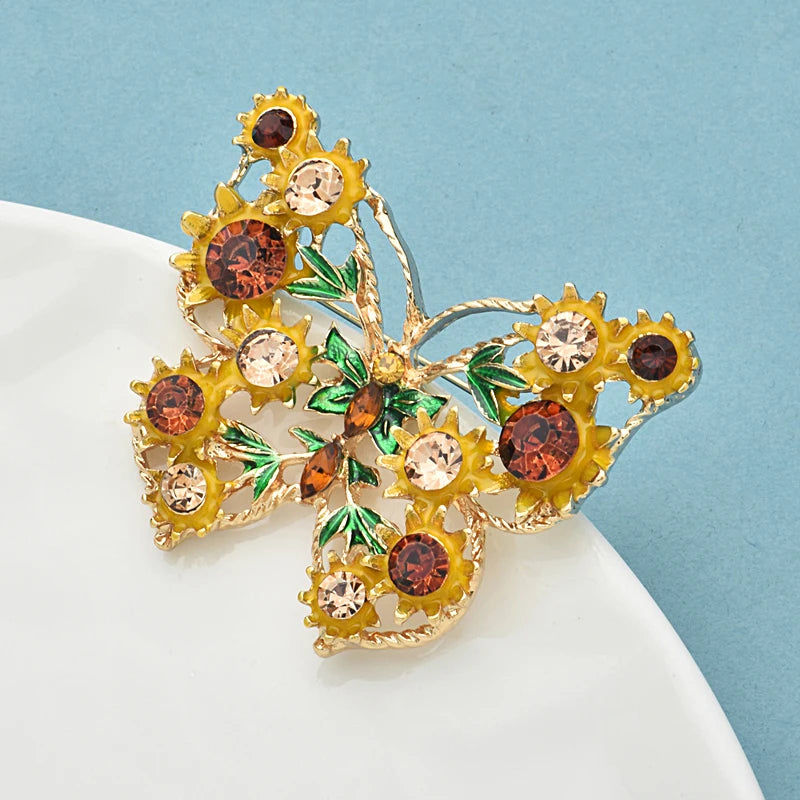 Wuli&baby Vintage Flower Butterfly Brooches For Women Unisex Cut-out Enamel Insects Party Casual Brooch Pins Gifts