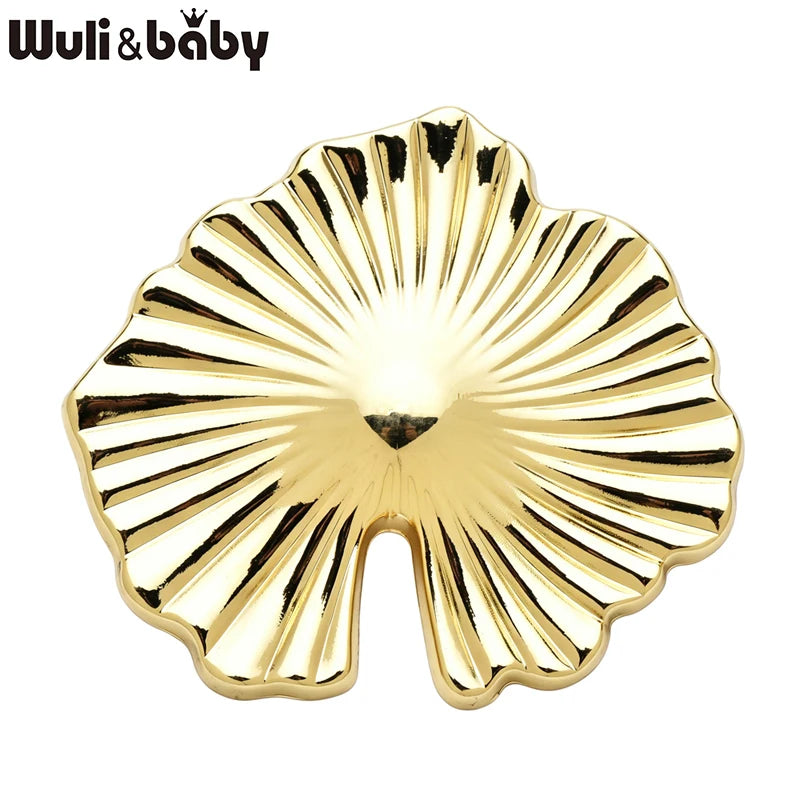 Wuli&baby Stainless Steel Lotus Leaf Brooches For Women Unisex 2-color Easy-match Plants Party Office Brooch Pins Gifts