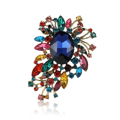 Beaut&Berry Luxury Crystal Glass Brooches for Women Rhinestone Flower Pins Friends Party Gifts Banquet Jewellery Accessories
