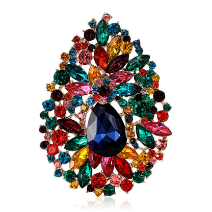 Beaut&Berry Luxury Crystal Flower Brooches for Women Unisex Water Drops Pins Friends Party Gifts Banquet Jewellery Accessories