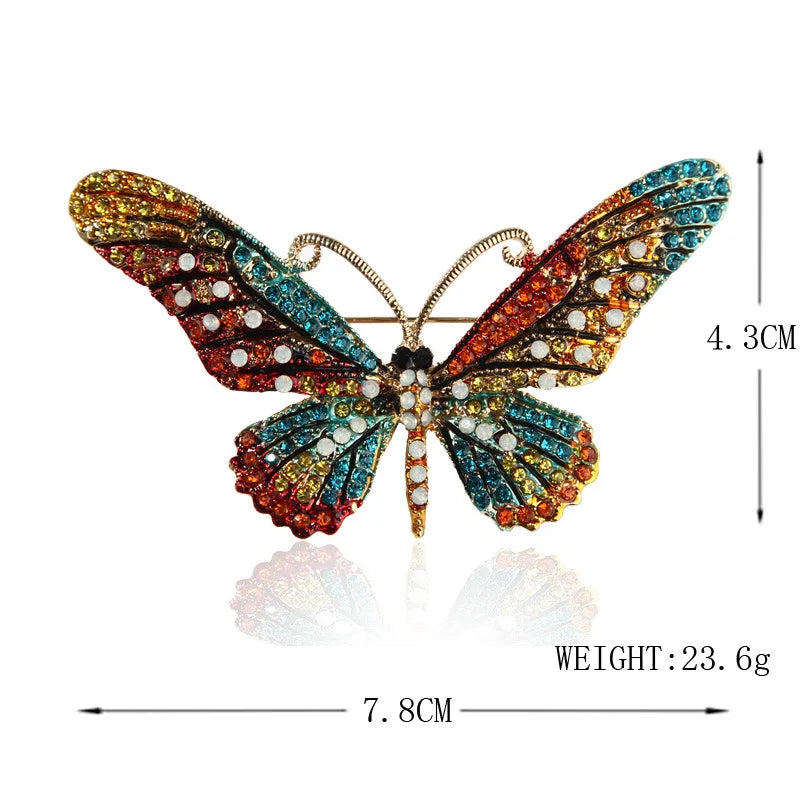 UILZ Colorful Butterfly Designer Zircon Brooch Women Shiny Crystal Lapel Pin Luxurious Clothing Jewelry Accessories