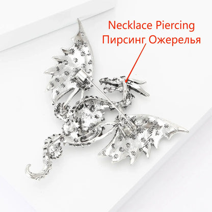 Enamel Mechanical Dragon Pins for Women Unisex Rhinestone Dragons Brooches Event Party Backpack Decoration Clothes Accessories