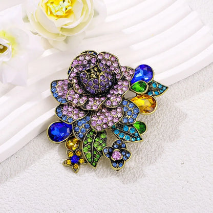 Baroque Luxury Beautiful Roses Sunflower Design Men's Women's Brooch Pins，Jewelry Accessories, Wedding Holiday Party Favors