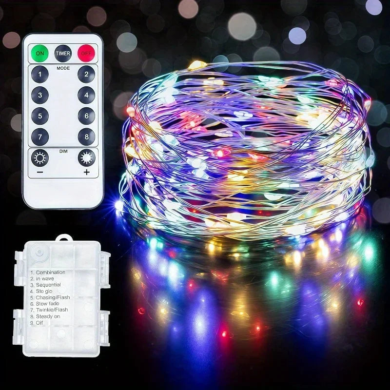 50-300LED Fairy Lights Battery Operated Twinkle String Lights, Copper Wire Dimmable Firefly Lights with Remote Control Timer