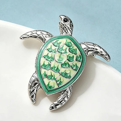Wuli&baby Lovely Swimming Turtle Brooches For Women Unisex Green Enamel Water Animal Party Casual Brooch Pin Gifts