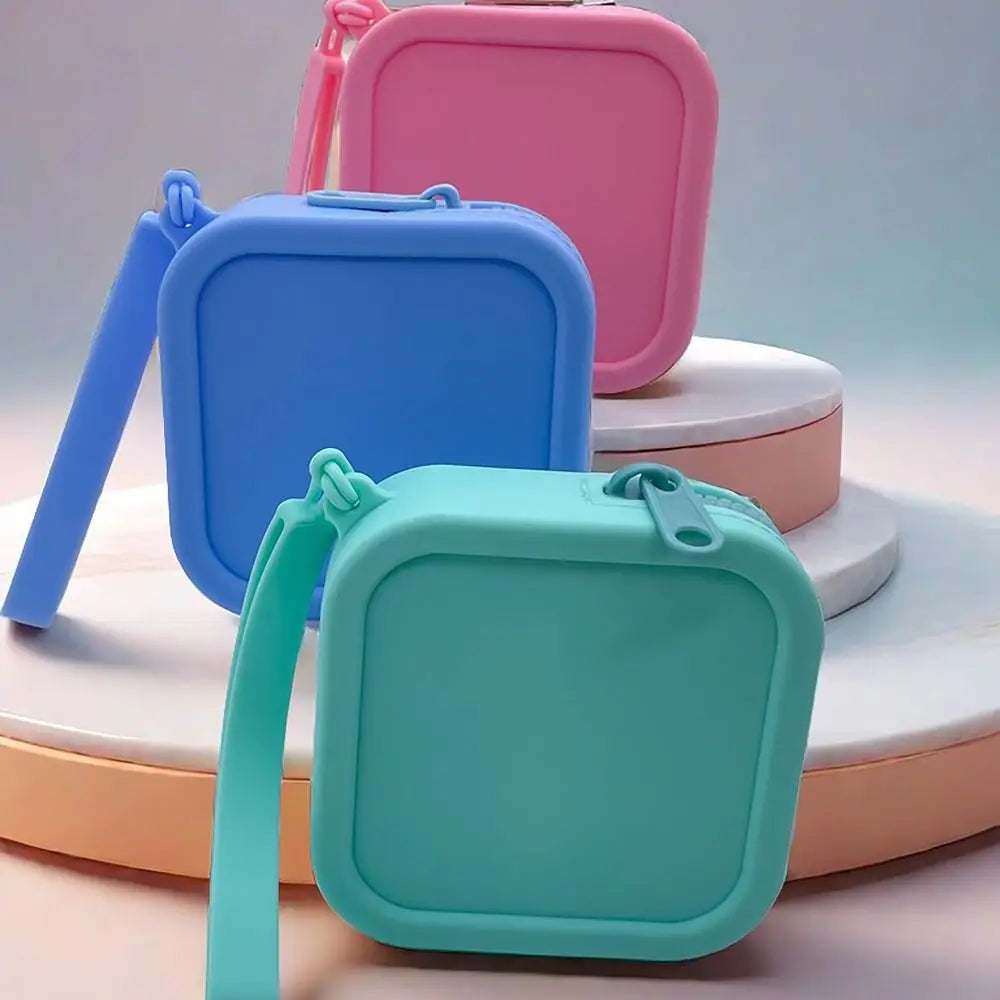 Vintage Silicone Organizer Wallet Coin Purse Waterproof Zipper Earphone Bag Travel Pouch Students