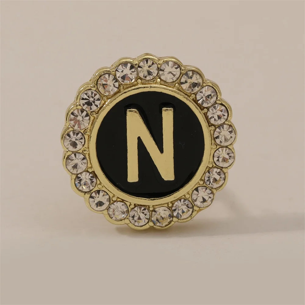 26 English Initials A-Z Brooches Classic Full Around Crystal Golden Alphabet Pins For Women Men Girls Clothes Bag Jewelry Gift