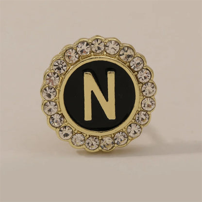 26 English Initials A-Z Brooches Classic Full Around Crystal Golden Alphabet Pins For Women Men Girls Clothes Bag Jewelry Gift