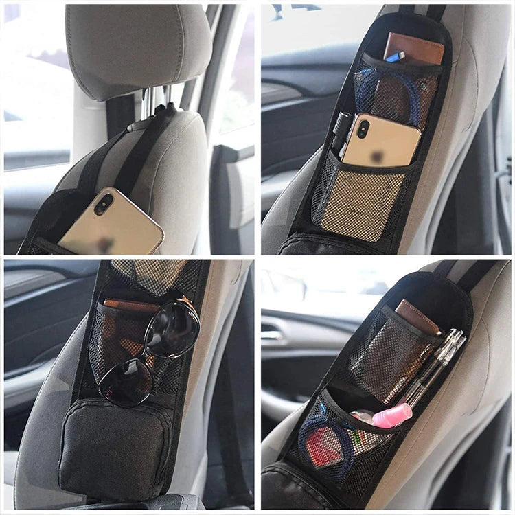 Multifunctional Zipper Storage Bag Car Side Storage Bag with Mesh Pocket for Things Holder Suitable for Cars