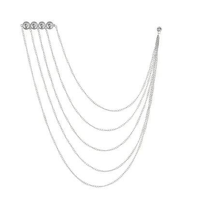 Korean Crystal Multilayer Long Tassel Chain Brooch for Women and Men Wedding Party Collar Pins Luxulry Jewelry Accessories