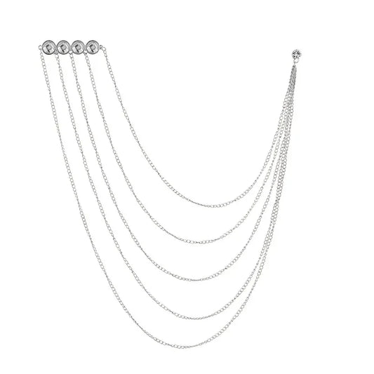 Korean Crystal Multilayer Long Tassel Chain Brooch for Women and Men Wedding Party Collar Pins Luxulry Jewelry Accessories