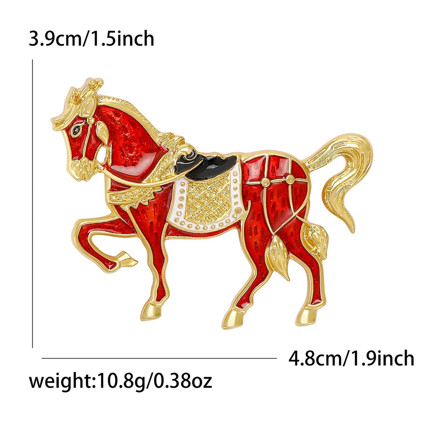 Beaut&Berry Classic Enamel Horse Brooches for Women Zodiac Animal Pins Casual Party Accessories Luxury New Year Gifts Friends