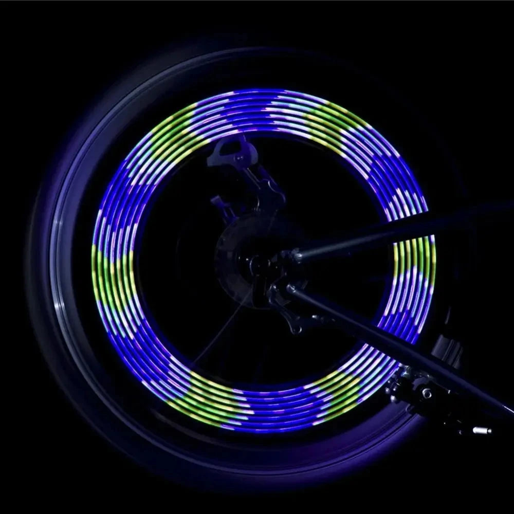 Bicycle Spoke Light 14led 2 Mode Multi Pattern Wind And Fire Wheel Double-Sided Induction True Color 30 Pattern Steel Wire Light