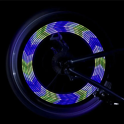 Bicycle Spoke Light 14led 2 Mode Multi Pattern Wind And Fire Wheel Double-Sided Induction True Color 30 Pattern Steel Wire Light