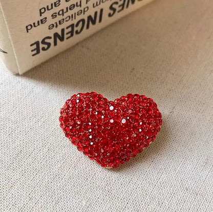 Bling Red Full of Rhinestone Heart Shape Brooch for Women Lovers Lapel Love Pins Christmas Love Pins Valentine Gifts
