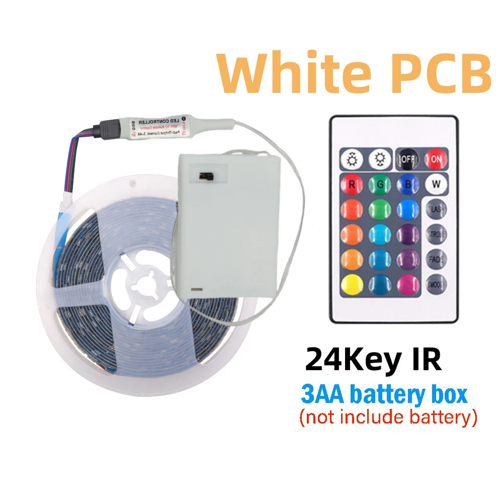 3AA Battery Power RGB Led Strip Light 5V 5050 with 3/17/24Key Remote Control Flexible Tape Waterproof Led Light TV Backlight