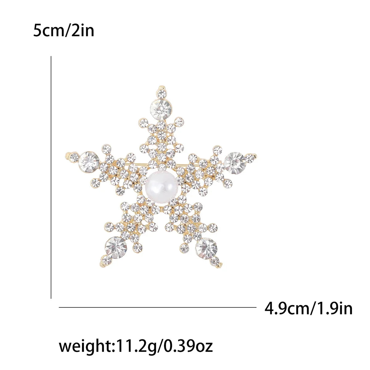 Christmas Rhinestone Snowflake Brooch for Women Unisex Pearl Ice Crystal Pin Event Party Backpack Decoration Clothes Accessories