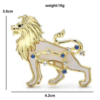 Wuli&baby Zodiac Leo Brooch Pins Alloy Shell Animal Lion Badge  Women Jewelry Brooches Gift