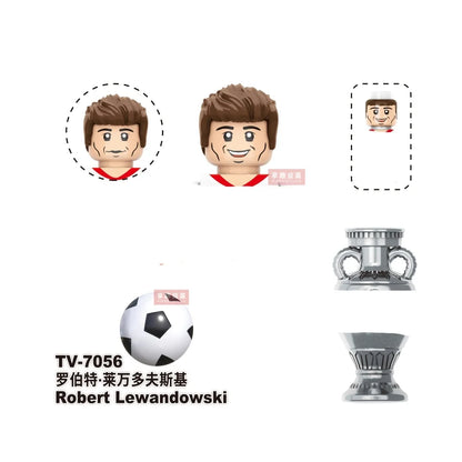 2026 NEW World Famous Football Players Figurine Messi Ronaldo Neymar Lewandowski Mini Action Building Block Model Toy Kids Gifts
